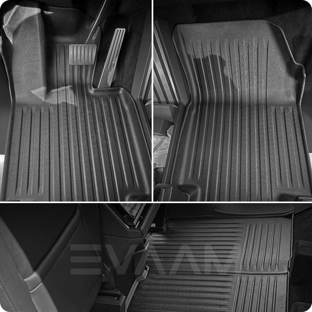 EVAAM® Floor Mats for Tesla Cybertruck TPE Cargo Liner Cargo Trunk Accessories (Full Floor Mat Kit Set)