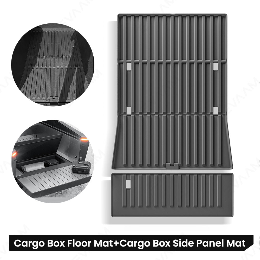 EVAAM® Floor Mats for Tesla Cybertruck TPE Cargo Liner Cargo Trunk Accessories (Full Floor Mat Kit Set)