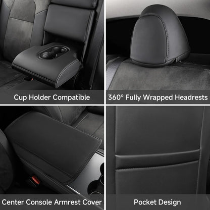 EVAAM® Maßgeschneiderte Luxus-Wildleder-Sitzbezüge für Tesla Model 3/Y/S/X