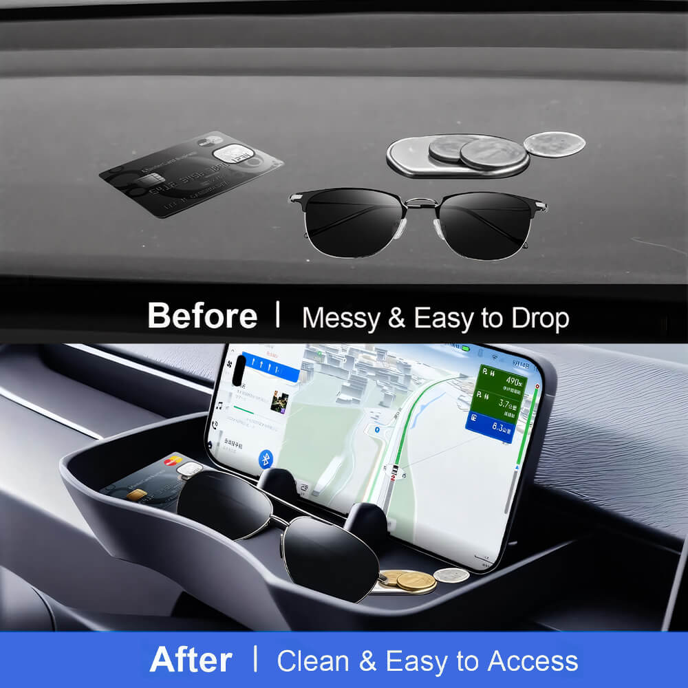 Dashboard Storage Tray & Multi-Use Holder for Tesla Model Y Juniper 2025+/Model 3 Highland 2024+