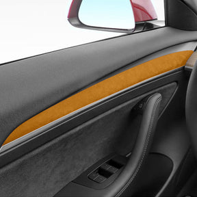 Alcantara Interior Front Door Trim Panel Caps for 2021+ Tesla Model 3/Y By EVAAM™ - EVAAM