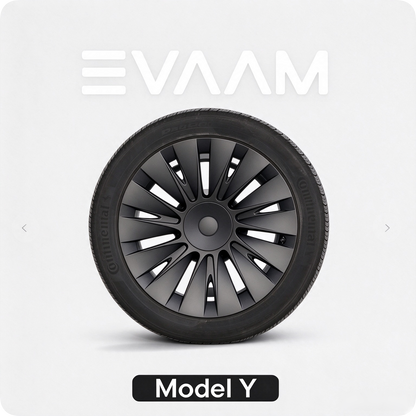 EVAAM® 19" Matte Black Wheel Covers Hubcap for Tesla Model Y Juniper 2020-2025 (4pcs)