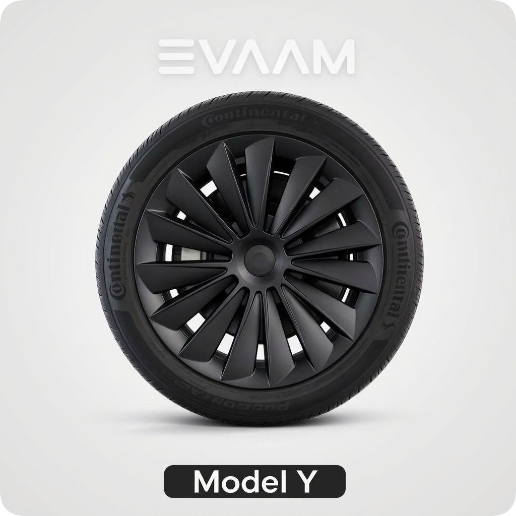 EVAAM® 19" Turbine Blade Spokes Wheel Covers Hubcap for Tesla Model Y Juniper 2020-2025 (4pcs) - EVAAM