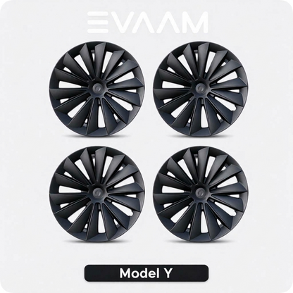 EVAAM® 19" Turbine Blade Spokes Wheel Covers Hubcap for Tesla Model Y Juniper 2020-2025 (4pcs) - EVAAM