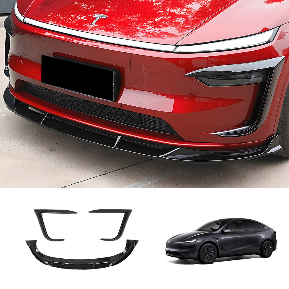 EVAAM® 3-Piece Front Lip Spoiler & Fog Light Trim for Tesla Model Y Ju