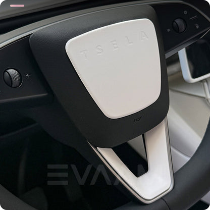 EVAAM® ABS Steering Wheel Center & V-Shape Trim for Tesla Model Y Juniper 2025+ / Model 3 Highland 2024+ - EVAAM