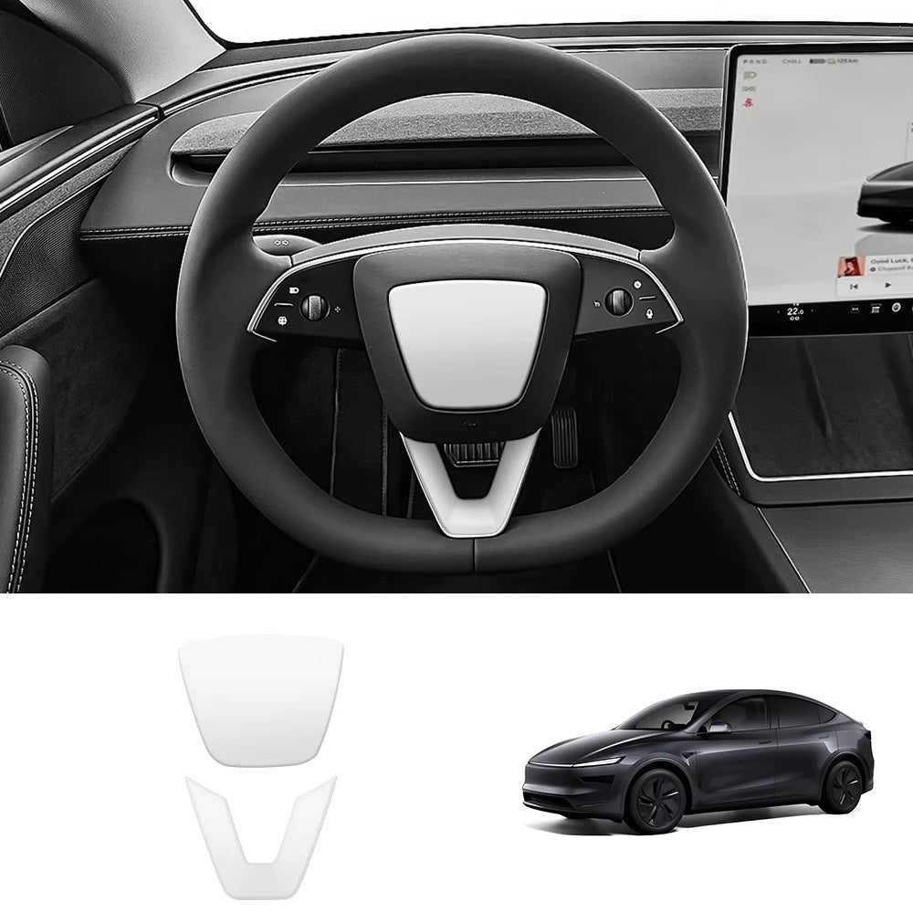 EVAAM® ABS Steering Wheel Center & V-Shape Trim for Tesla Model Y Juniper 2025+ / Model 3 Highland 2024+ - EVAAM