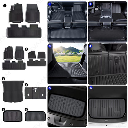 EVAAM® All-Weather TPE Floor Mats With Menis Blanket For Tesla Model Y Juniper 2025+ - EVAAM