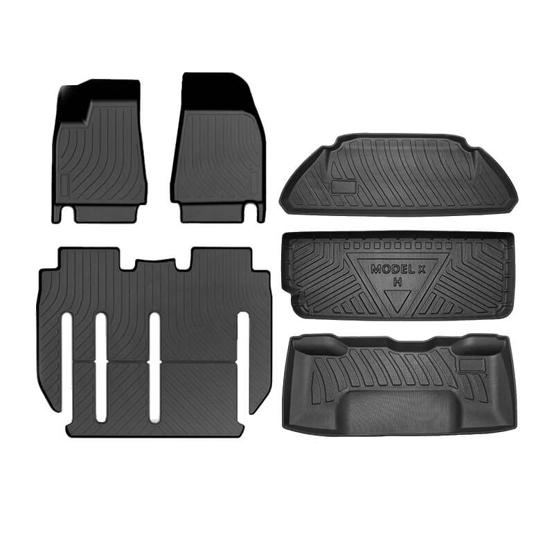 EVAAM® All Weather Floor Mats for Model X - tesla model x floor mats full set