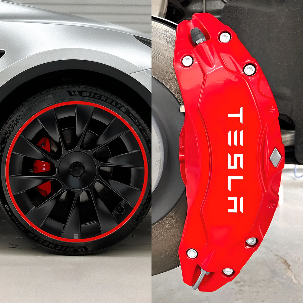 EVAAM® Aluminum Alloy Wheel Rim Protector (4 PCS) + Caliper Covers (4PCS) For Tesla Model 3/Y
