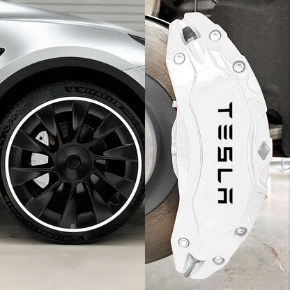 EVAAM® Aluminum Alloy Wheel Rim Protector (4 PCS) + Caliper Covers (4PCS) For Tesla Model 3/Y - EVAAM