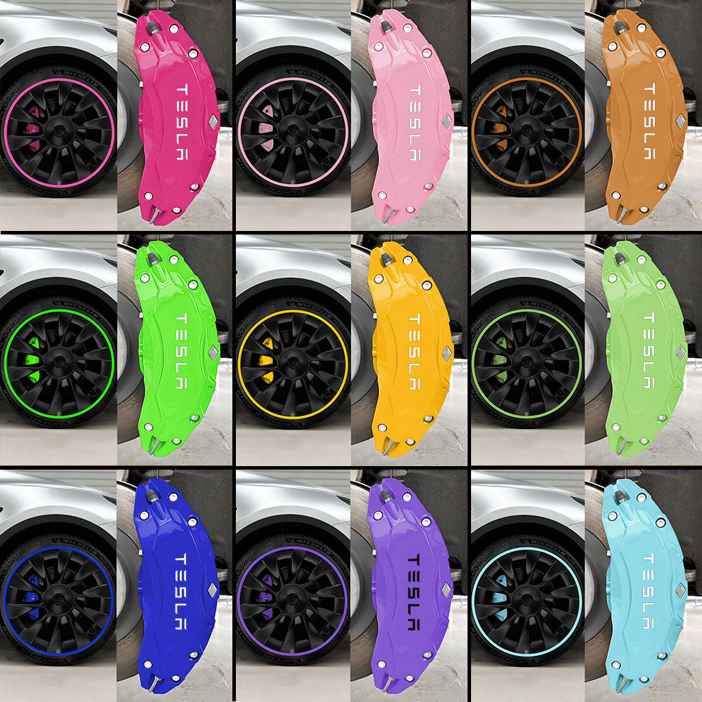 EVAAM® Aluminum Alloy Wheel Rim Protector (4 PCS) + Caliper Covers (4PCS) For Tesla Model 3/Y - EVAAM