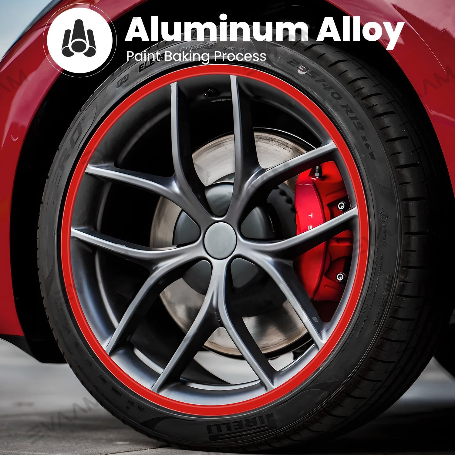 EVAAM® Aluminum Alloy Wheel Rim Protector (4 PCS) + Caliper Covers (4PCS) For Tesla Model 3/Y