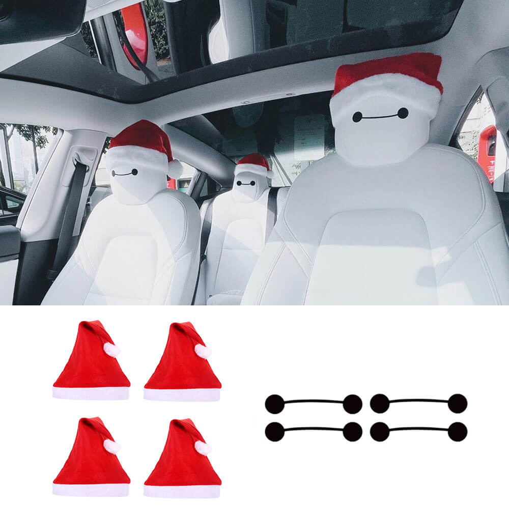 EVAAM® Baymax Headrest Christmas Hat Decoration Sticker for Tesla All Models