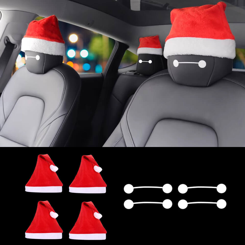 EVAAM® Baymax Headrest Christmas Hat Decoration Sticker for Tesla All Models