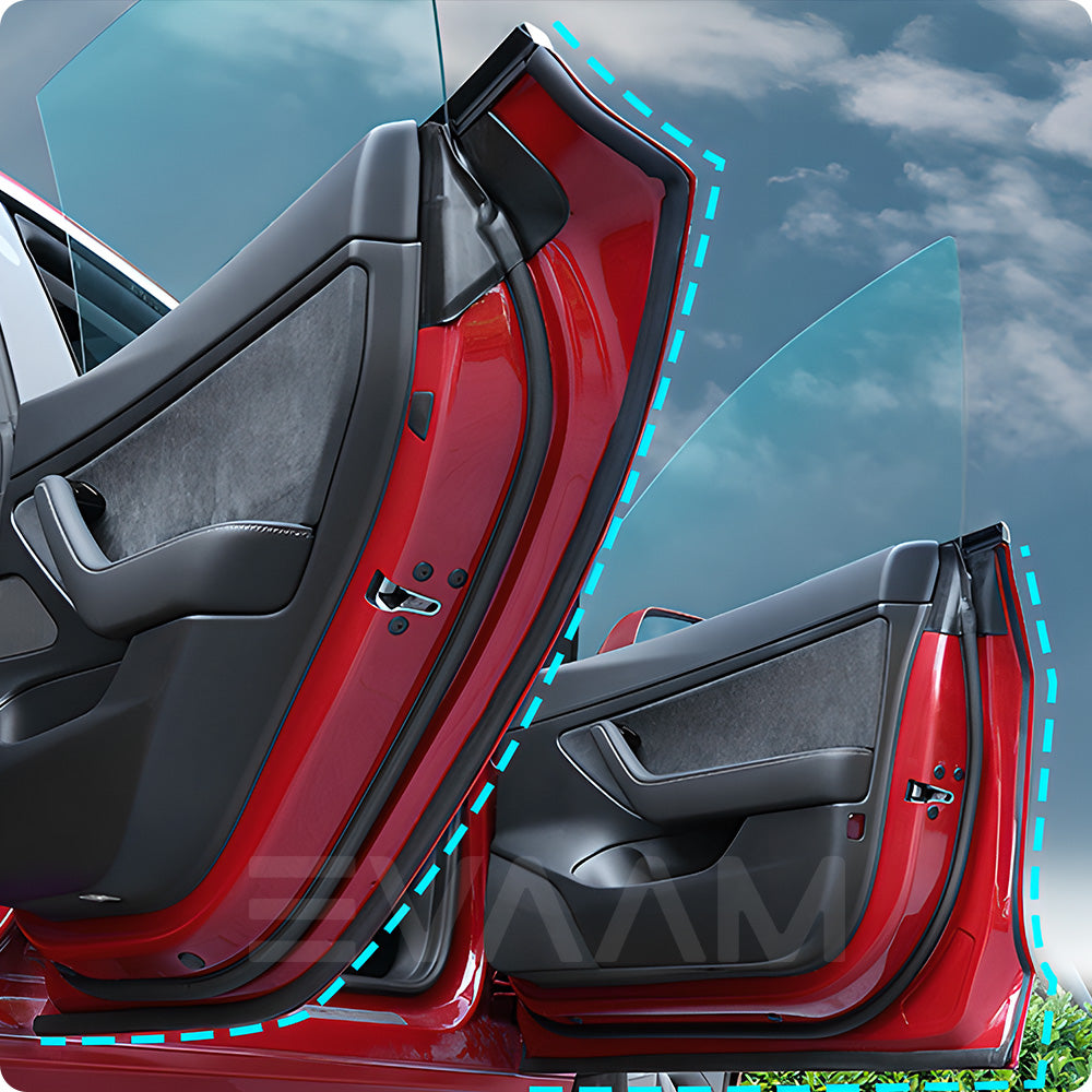 EVAAM® Car Door Seal Strip Kit Soundproof Rubber for Tesla Model S/3/X/Y - EVAAM