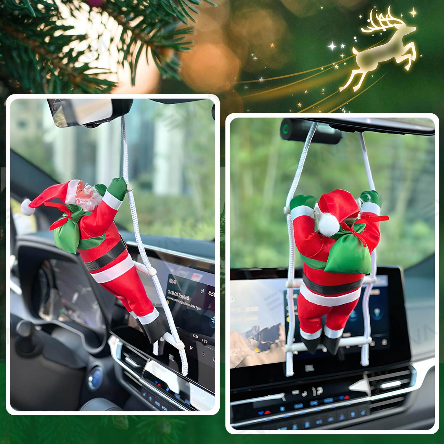 EVAAM® Climbing Santa Claus Car Christmas Decoration - Fits All Cars