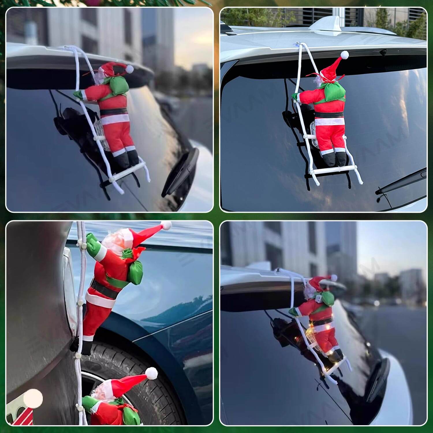 EVAAM® Climbing Santa Claus Car Christmas Decoration - Fits All Cars