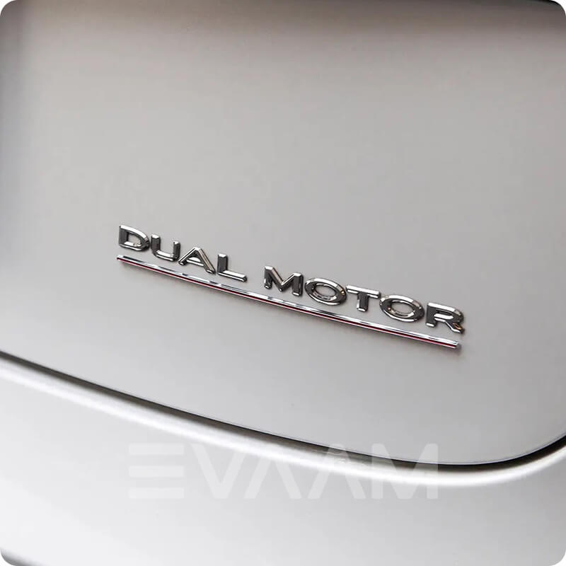Rear Trunk DUAL MOTOR Emblem Sticker Kit - 3D DUAL MOTOR Emblem - Suitable  For TESLA Models 3/Y/S/X - Fishing Line, Adhesive Remover, Microfibre Cloth  Included (Black) : : Automotive