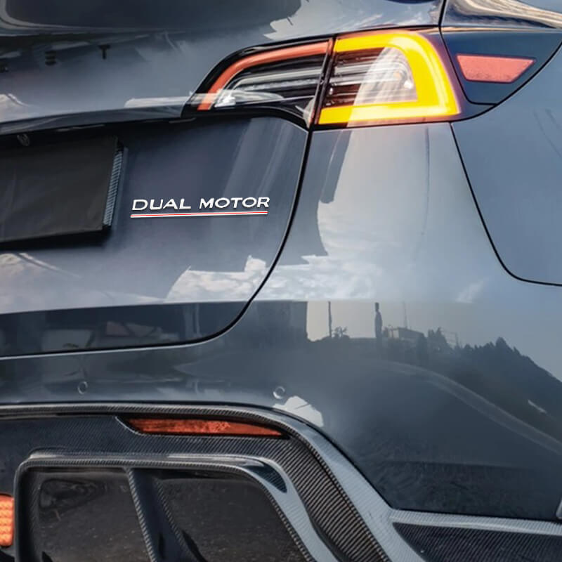 EVAAM® Dual Motor Emblem Trunk Tail Trim Sticker for Tesla Model 3/Y/S/X