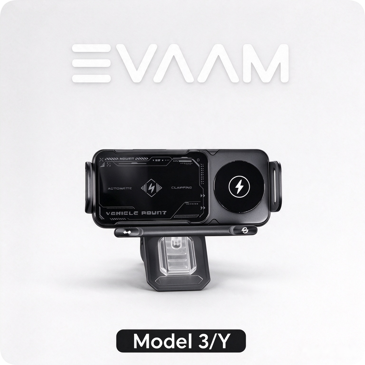 EVAAM® Electric Rotating Wireless Charging Phone Holder for Tesla Model 3 Highland 2024+/Model Y Juniper 2025+ - EVAAM