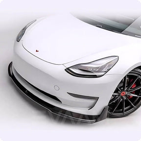 EVAAM® Gloss Real Carbon Fiber Front Bumper Lip Kit for Model 3 2017-2023