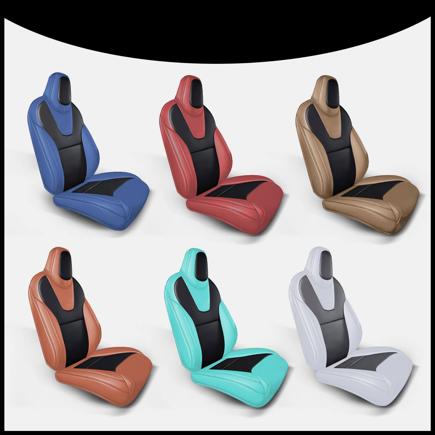 EVAAM® Leather Full Seat Covers for Tesla  Model 3YSX