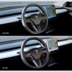 EVAAM® Lenkradhüllen-Set aus mattem Echtkarbon für Tesla Model 3/Y (2017–2023).