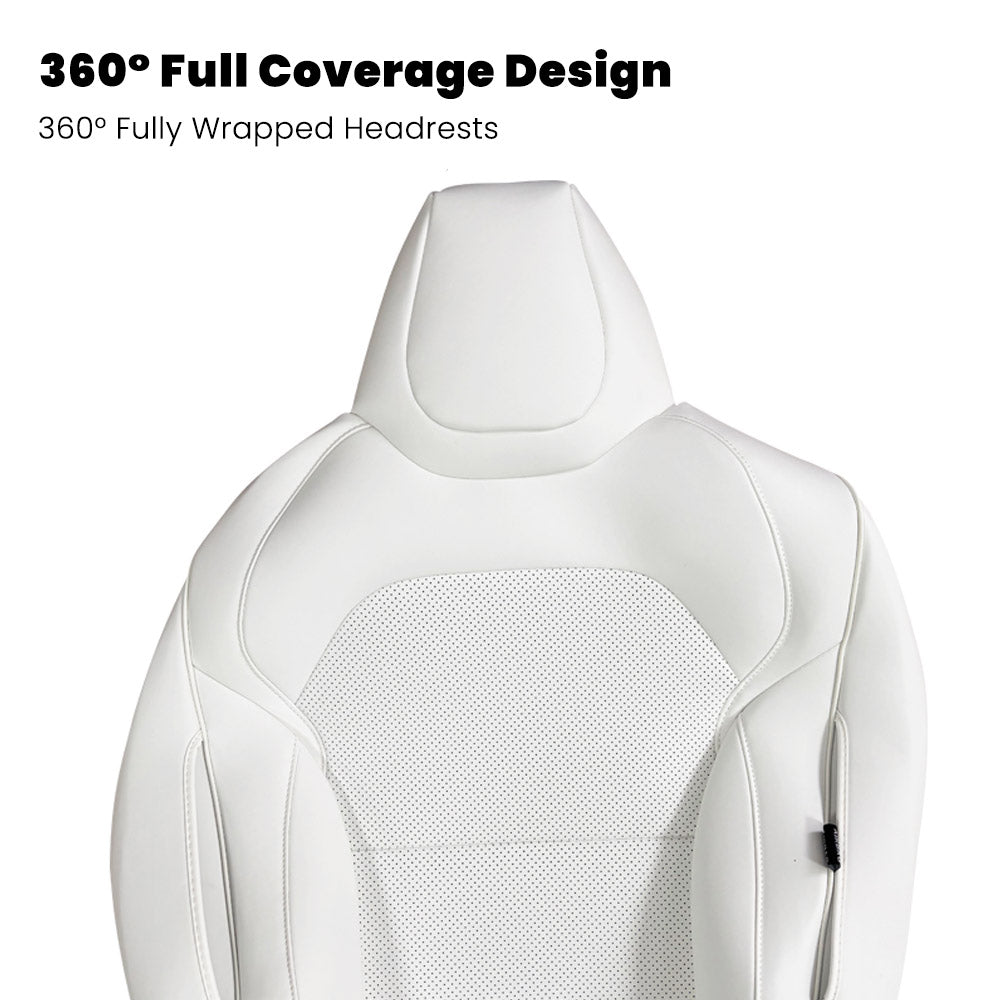 EVAAM® Nappa Leather Full Seat Cover for New Tesla Model Y Juniper 2025+ (3-Lined Insignia With Launch Series Embroidery Logo) - EVAAM