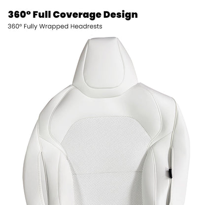 EVAAM® Nappa Leather Full Seat Cover for New Tesla Model Y Juniper 2025+ (3-Lined Insignia With Launch Series Embroidery Logo) - EVAAM