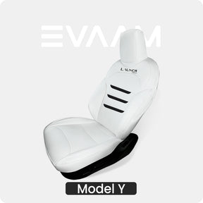 EVAAM® Nappa Leather Full Seat Cover for New Tesla Model Y Juniper 2025+ (3-Lined Insignia With Launch Series Embroidery Logo) - EVAAM