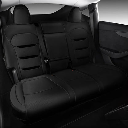 EVAAM® Nappa Leather Full Seat Cover for New Tesla Model Y Juniper 2025+ (3-Lined Insignia With Launch Series Embroidery Logo) - EVAAM