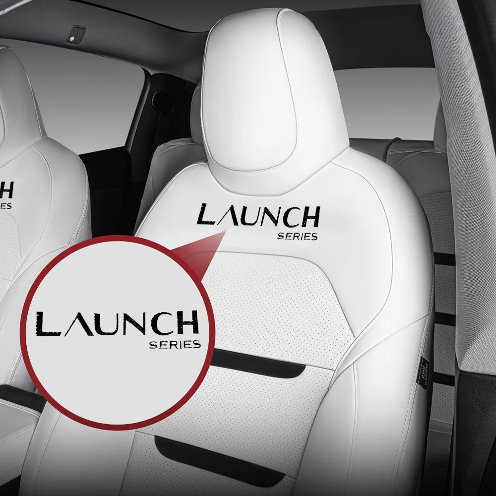 EVAAM® Nappa Leather Full Seat Cover for New Tesla Model Y Juniper 2025+ (3-Lined Insignia With Launch Series Embroidery Logo) - EVAAM