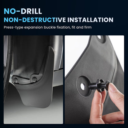 EVAAM® No-Drill Front & Rear Fender Mud Flaps for Tesla Model Y Juniper 2025+ (4 PCS) - EVAAM