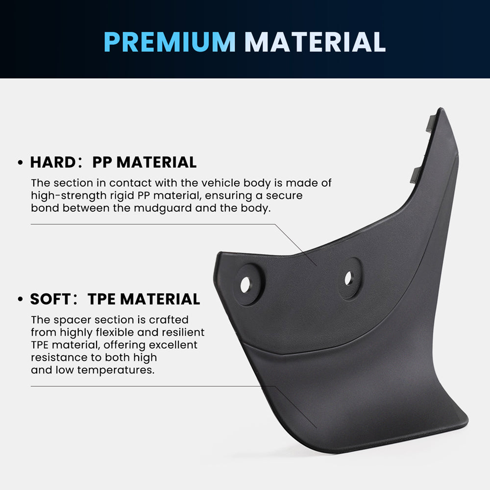 EVAAM® No-Drill Front & Rear Fender Mud Flaps for Tesla Model Y Juniper 2025+ (4 PCS) - EVAAM