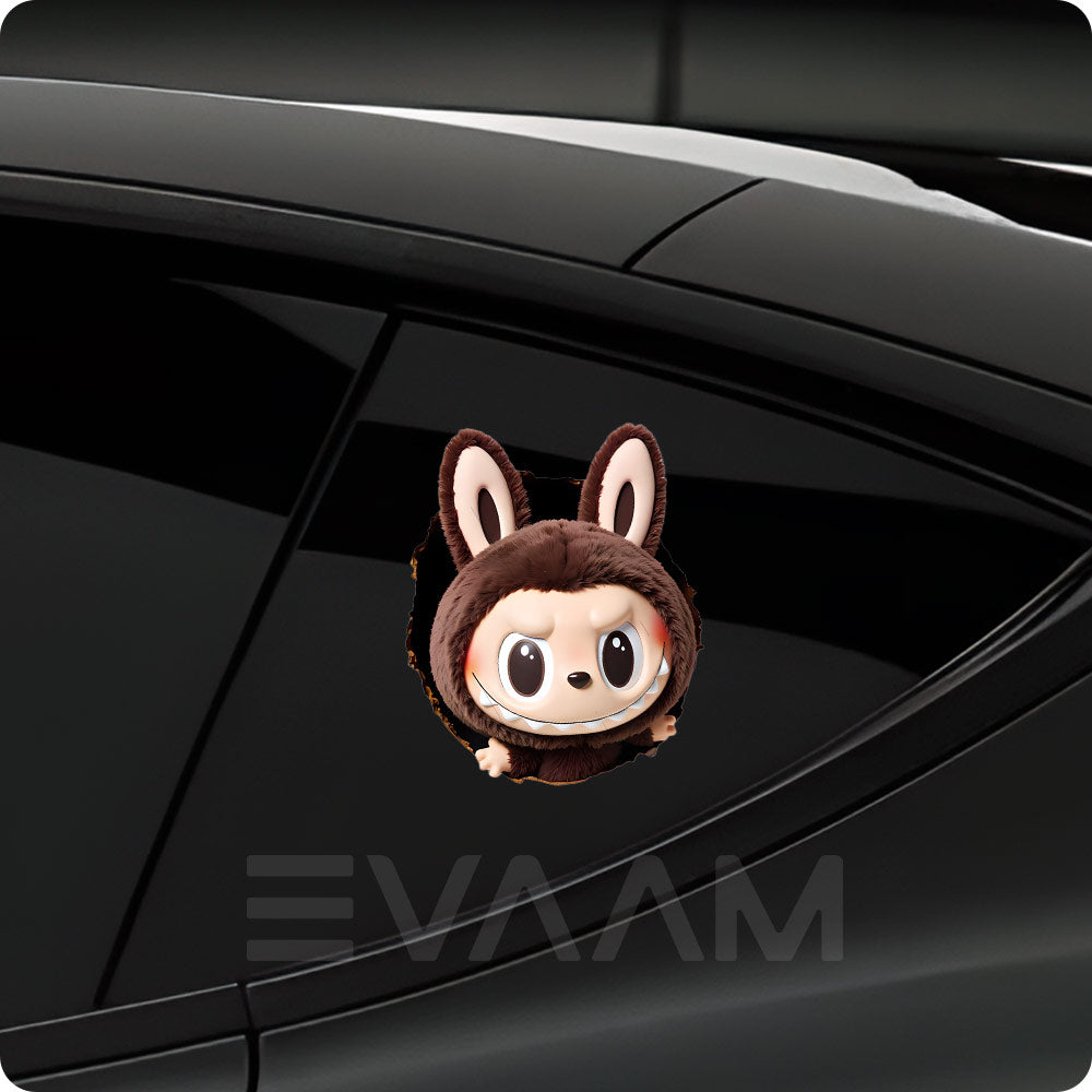 EVAAM® PET Labubu Car Decal Sticker - Fits All Cars