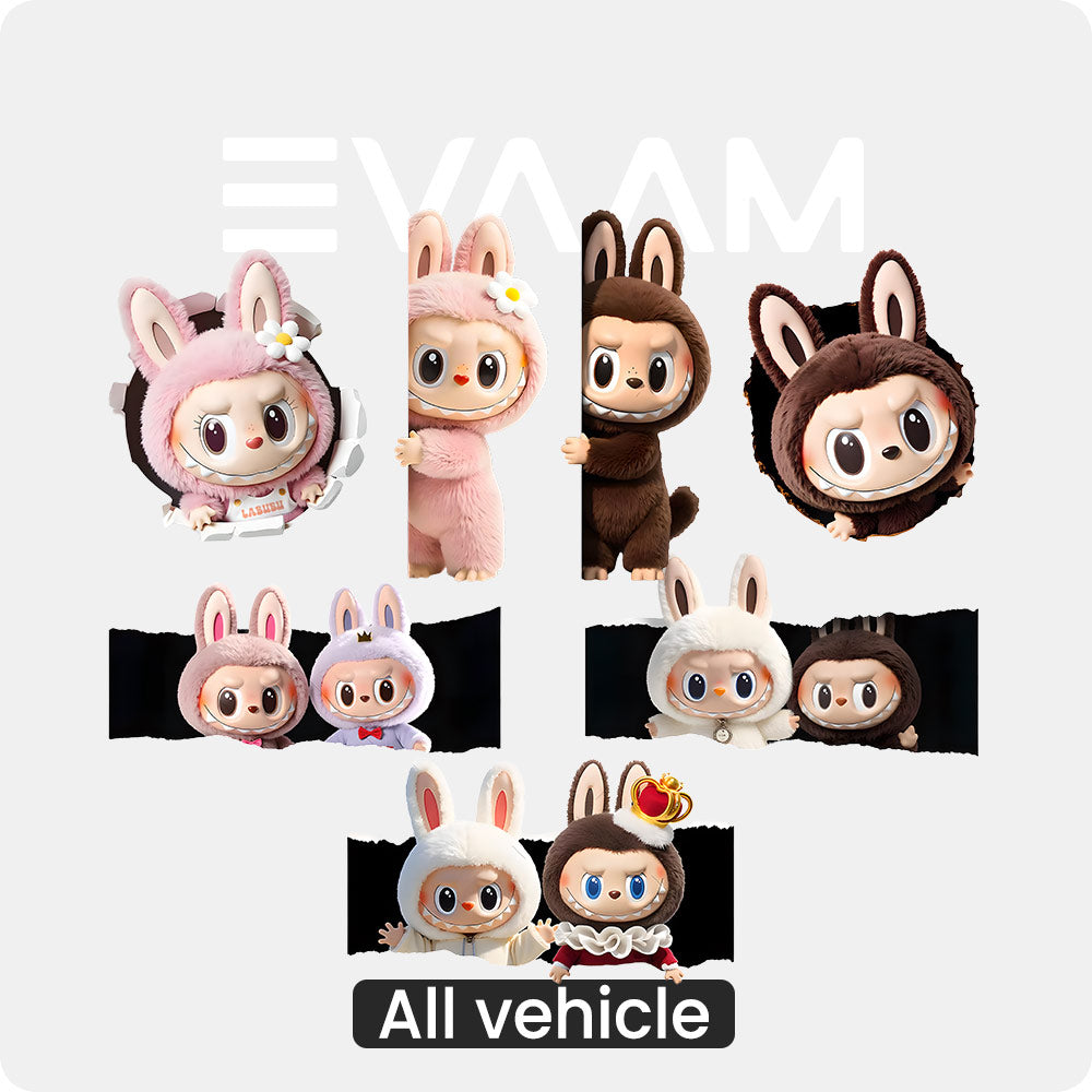 EVAAM® PET Labubu Car Decal Sticker - Fits All Cars