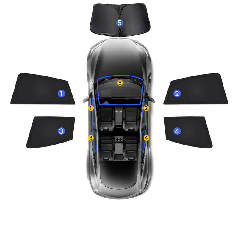 EVAAM® Privacy and Thermal Insulated Shades Curtains for Model S Accessories - EVAAM