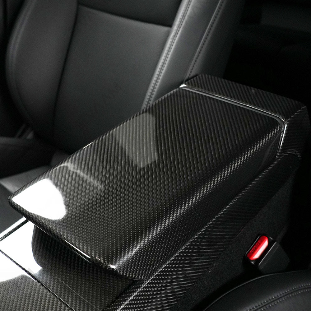 EVAAM® Real Carbon Fiber Armrest Cover for Tesla Model Y Juniper 2025+/Model 3 Highland 2024+ - EVAAM