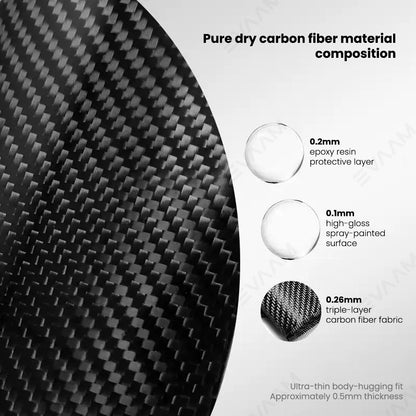 EVAAM® Real Carbon Fiber Armrest Cover for Tesla Model Y Juniper 2025+/Model 3 Highland 2024+ - EVAAM