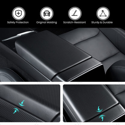 EVAAM® Real Carbon Fiber Armrest Cover for Tesla Model Y Juniper 2025+/Model 3 Highland 2024+ - EVAAM