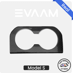 EVAAM® Real Carbon Fiber Backseat Cup Holder Cover For Model S 2021+