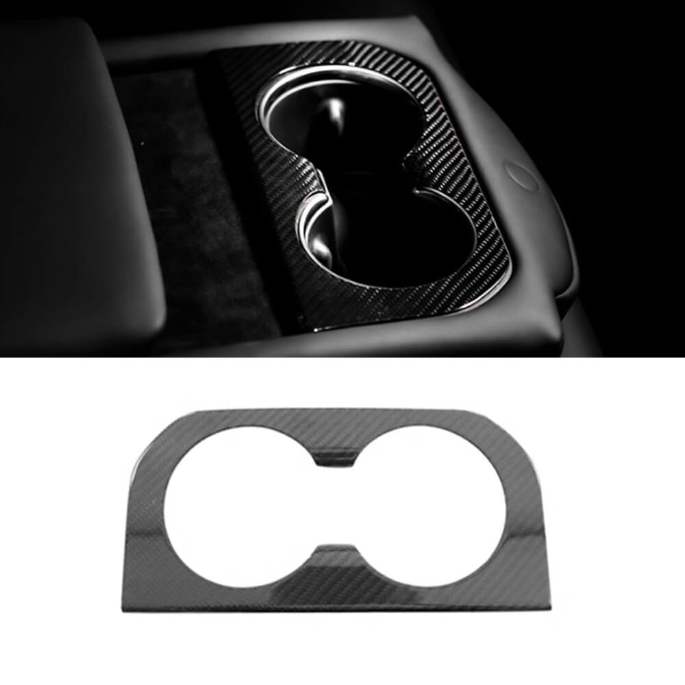 EVAAM® Real Carbon Fiber Backseat Cup Holder Cover For Model S 2021+