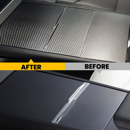 EVAAM® Real Carbon Fiber Center Console Panel Cover for Tesla Model Y Juniper 2025+/Model 3 Highland 2024+ - EVAAM