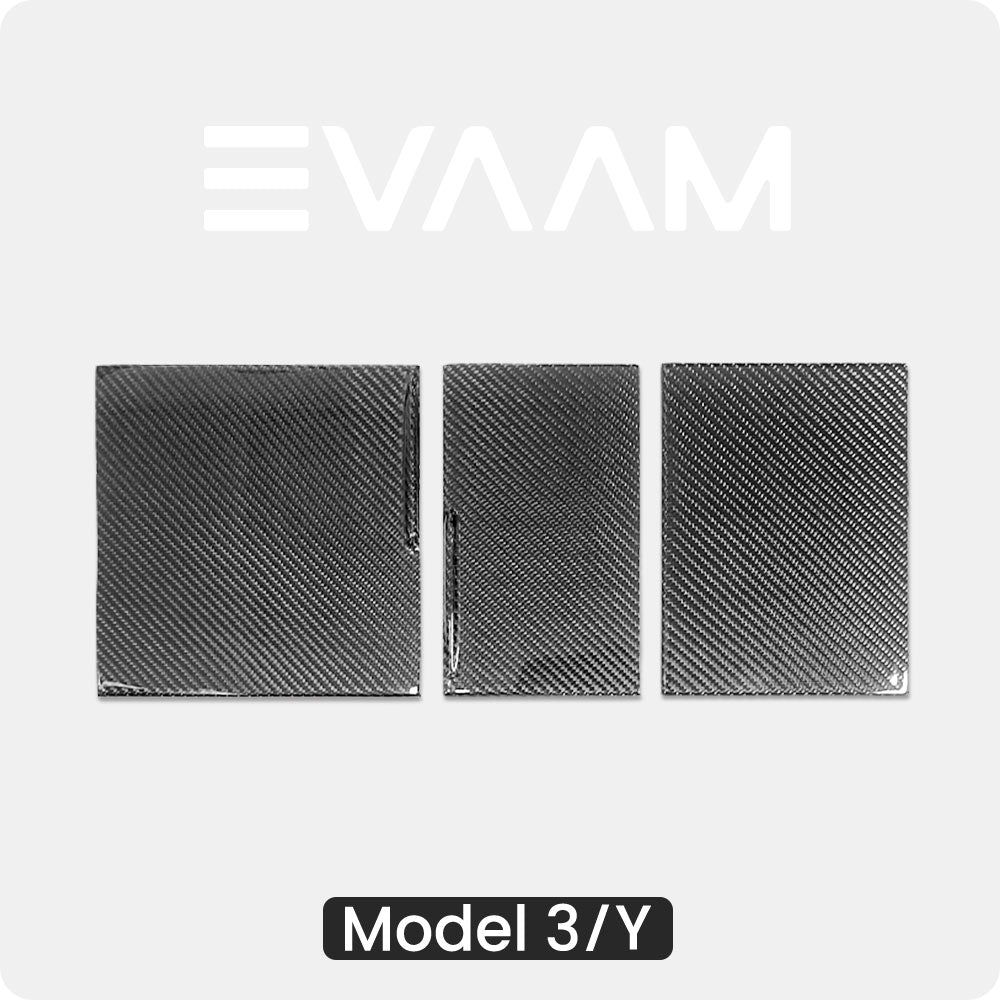 EVAAM® Real Carbon Fiber Center Console Panel Cover for Tesla Model Y Juniper 2025+/Model 3 Highland 2024+