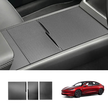 EVAAM® Real Carbon Fiber Center Console Panel Cover for Tesla Model Y Juniper 2025+/Model 3 Highland 2024+ - EVAAM