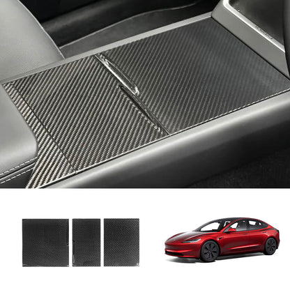 EVAAM® Real Carbon Fiber Center Console Panel Cover for Tesla Model Y Juniper 2025+/Model 3 Highland 2024+ - EVAAM
