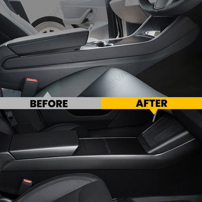 EVAAM® Real Carbon Fiber Center Console Side Interior Trim Panel for Tesla Model 3/Y - EVAAM