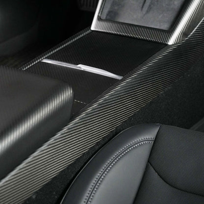 EVAAM® Real Carbon Fiber Center Console Side Interior Trim Panel for Tesla Model 3/Y - EVAAM