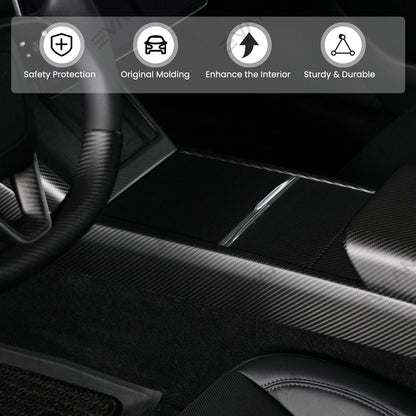 EVAAM® Real Carbon Fiber Center Console Side Interior Trim Panel for Tesla Model 3/Y - EVAAM